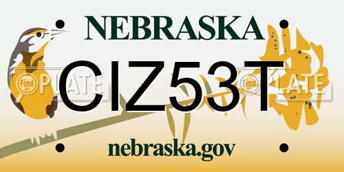 CIZ53T Nebraska License Plate
