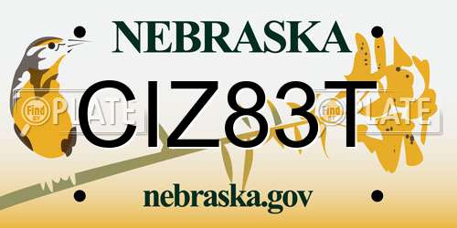 CIZ83T Nebraska License Plate