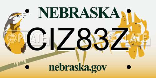 CIZ83Z Nebraska License Plate