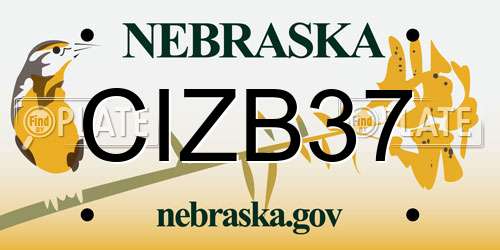 CIZB37 Nebraska License Plate