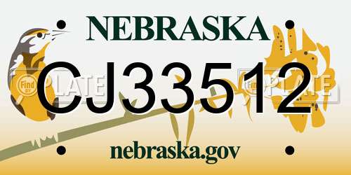 CJ33512 Nebraska License Plate