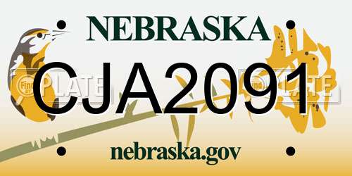 CJA2091 Nebraska License Plate