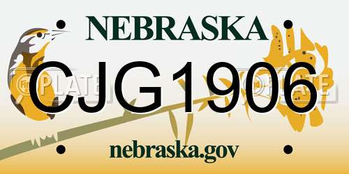 CJG1906 Nebraska License Plate