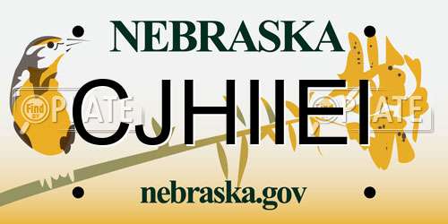 CJHIIEI Nebraska License Plate