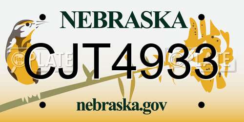 CJT4933 Nebraska License Plate
