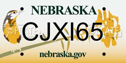 CJXI65 Nebraska License Plate