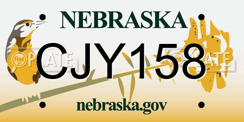 CJY158 Nebraska License Plate
