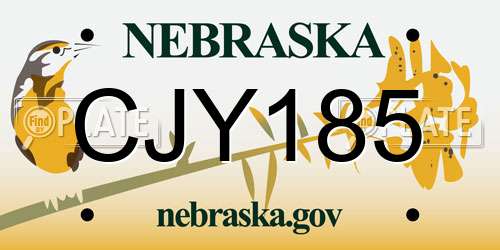 CJY185 Nebraska License Plate