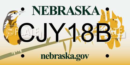 CJY18B Nebraska License Plate