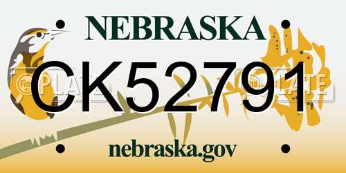 CK52791 Nebraska License Plate
