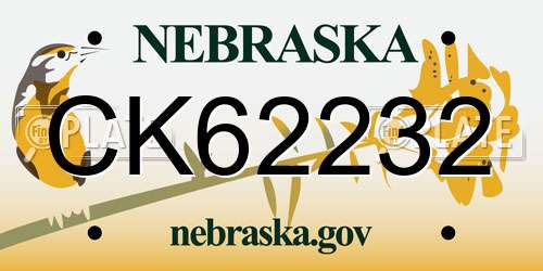 CK62232 Nebraska License Plate