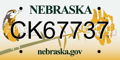 CK67737 Nebraska License Plate
