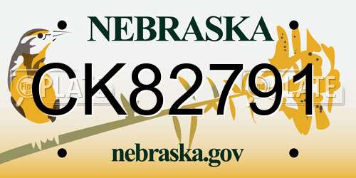 CK82791 Nebraska License Plate