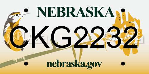 CKG2232 Nebraska License Plate
