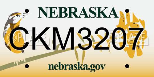 CKM3207 Nebraska License Plate