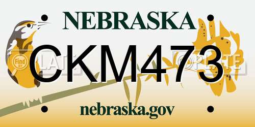 CKM473 Nebraska License Plate
