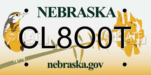 CL8O0T Nebraska License Plate