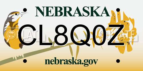 CL8Q0Z Nebraska License Plate