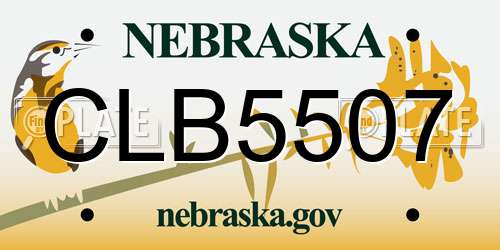 CLB5507 Nebraska License Plate