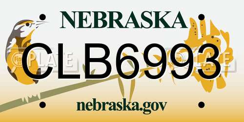 CLB6993 Nebraska License Plate