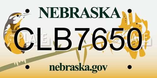 CLB7650 Nebraska License Plate