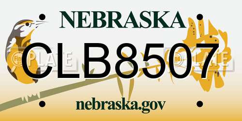 CLB8507 Nebraska License Plate