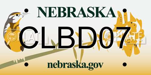CLBD07 Nebraska License Plate