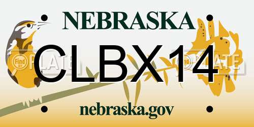 CLBX14 Nebraska License Plate