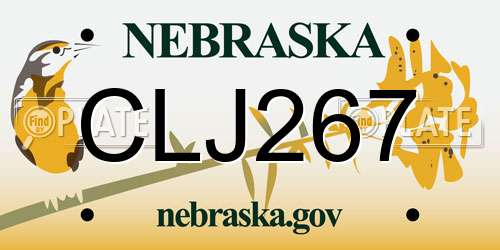 CLJ267 Nebraska License Plate
