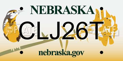 CLJ26T Nebraska License Plate