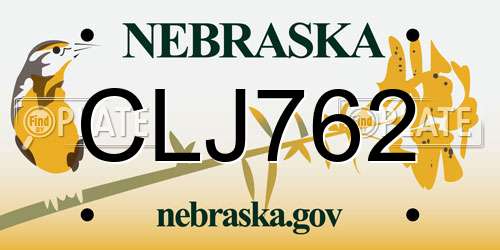 CLJ762 Nebraska License Plate