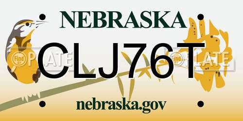 CLJ76T Nebraska License Plate