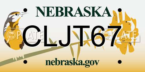 CLJT67 Nebraska License Plate