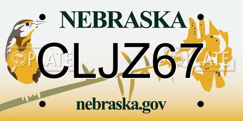 CLJZ67 Nebraska License Plate