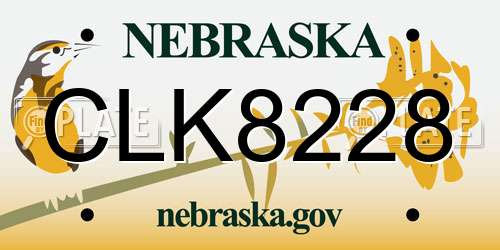 CLK8228 Nebraska License Plate