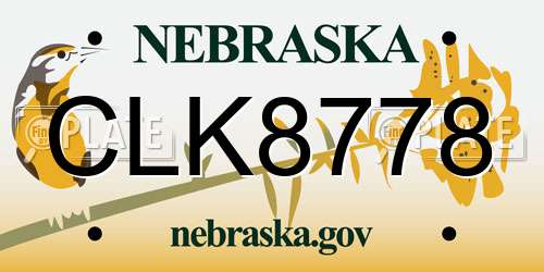CLK8778 Nebraska License Plate