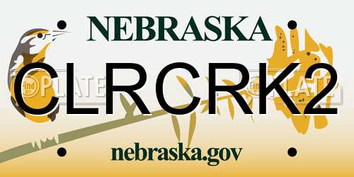 CLRCRK2 Nebraska License Plate