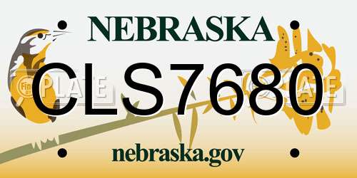 CLS7680 Nebraska License Plate