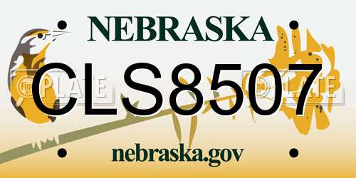 CLS8507 Nebraska License Plate