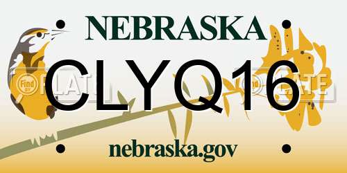 CLYQ16 Nebraska License Plate