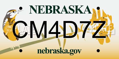CM4D7Z Nebraska License Plate