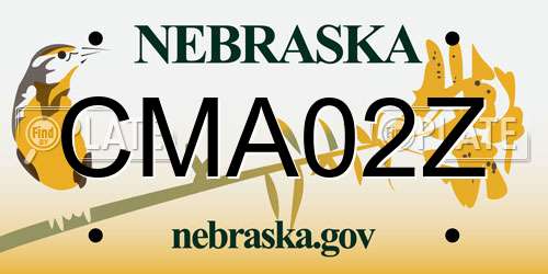 CMA02Z Nebraska License Plate