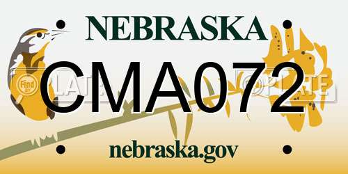 CMA072 Nebraska License Plate
