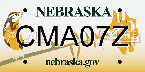 CMA07Z Nebraska License Plate