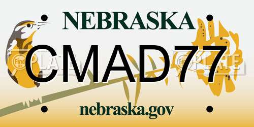 CMAD77 Nebraska License Plate