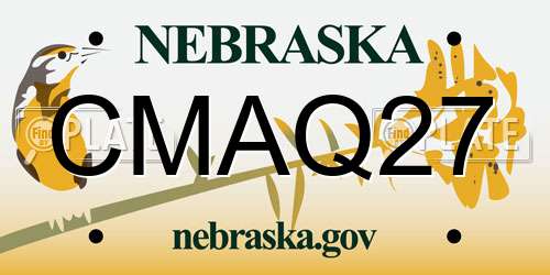 CMAQ27 Nebraska License Plate