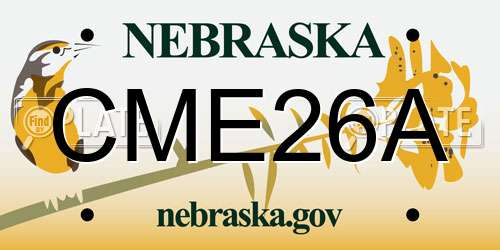 CME26A Nebraska License Plate