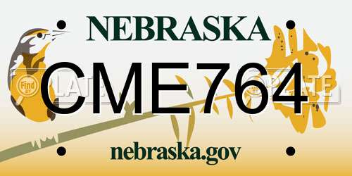 CME764 Nebraska License Plate