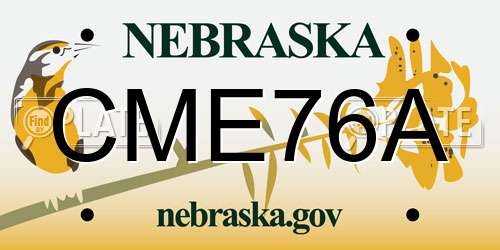 CME76A Nebraska License Plate