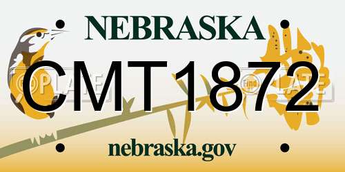 CMT1872 Nebraska License Plate